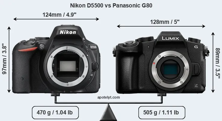 Size Nikon D5500 vs Panasonic G80