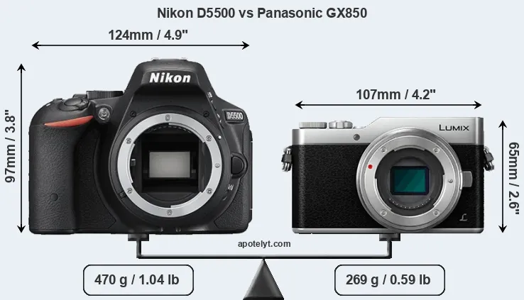 Size Nikon D5500 vs Panasonic GX850