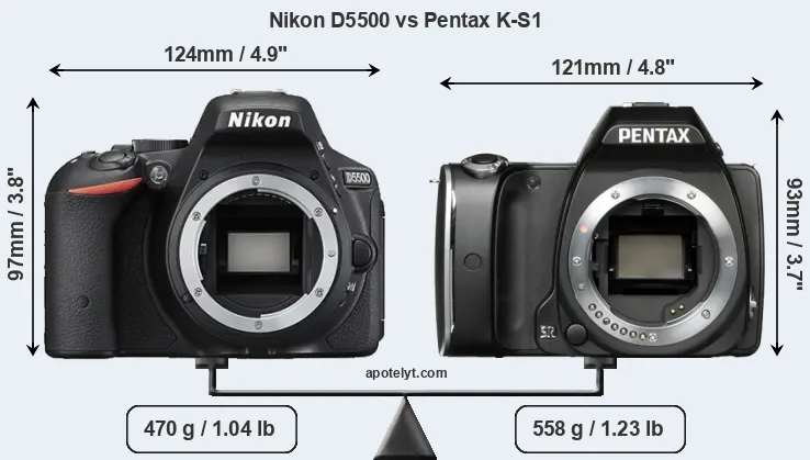 Size Nikon D5500 vs Pentax K-S1