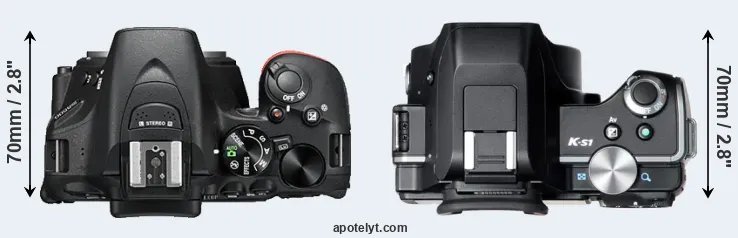 Compare D5500 versus K-S1 top
