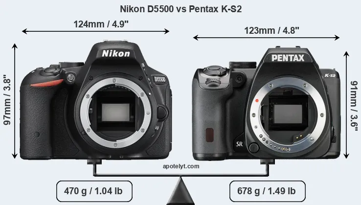 Size Nikon D5500 vs Pentax K-S2