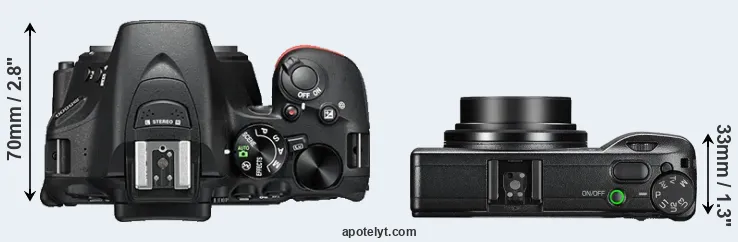 Compare D5500 versus GR III top
