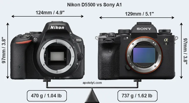 Size Nikon D5500 vs Sony A1