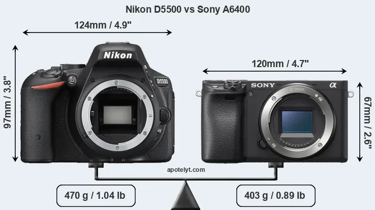 Size Nikon D5500 vs Sony A6400