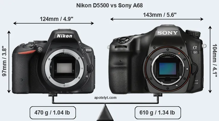 Size Nikon D5500 vs Sony A68