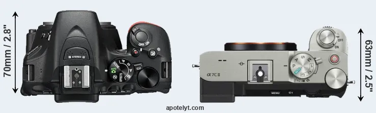 Compare D5500 versus A7C II top