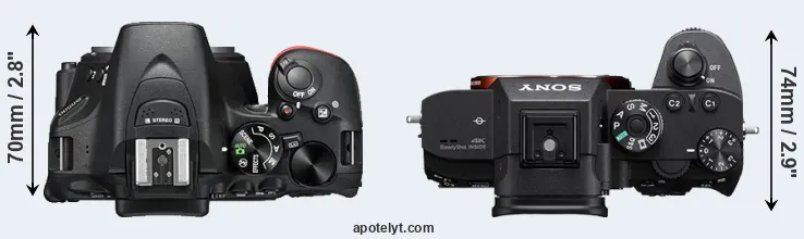 Compare D5500 versus A7R III top
