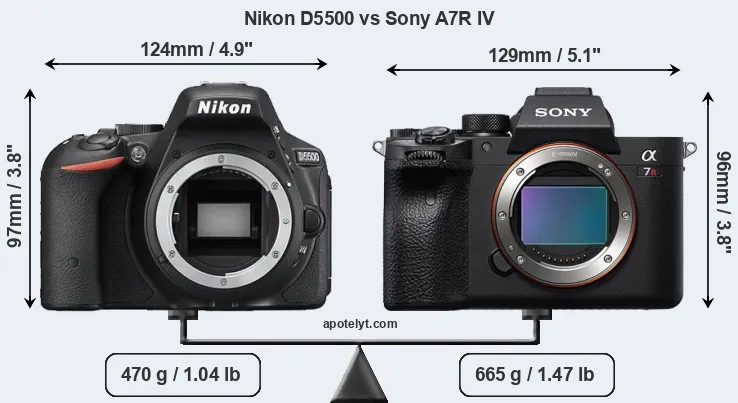 Size Nikon D5500 vs Sony A7R IV