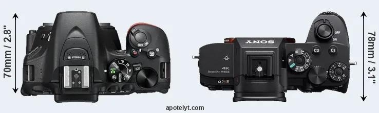 Compare D5500 versus A7R IV top