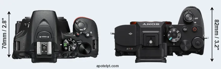 Compare D5500 versus A7R V top