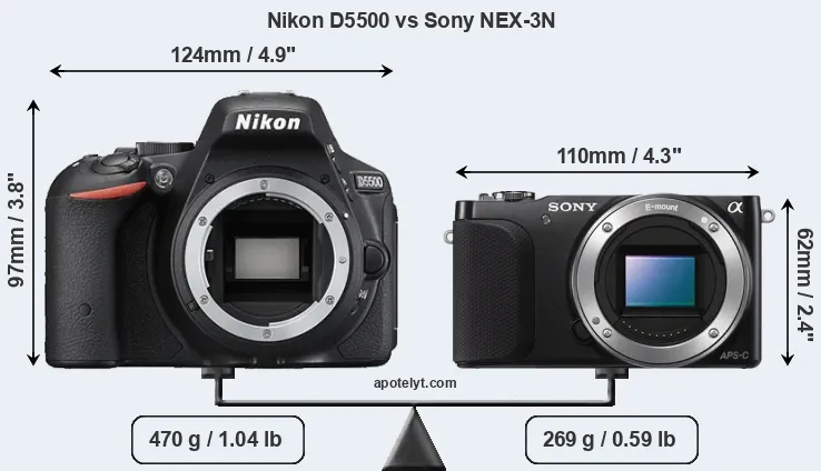 Size Nikon D5500 vs Sony NEX-3N