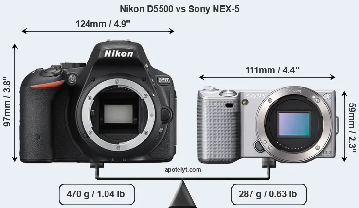 Size Nikon D5500 vs Sony NEX-5