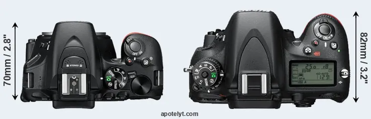 Compare D5600 versus D610 top