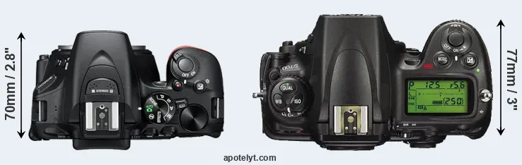 Compare D5600 versus D700 top