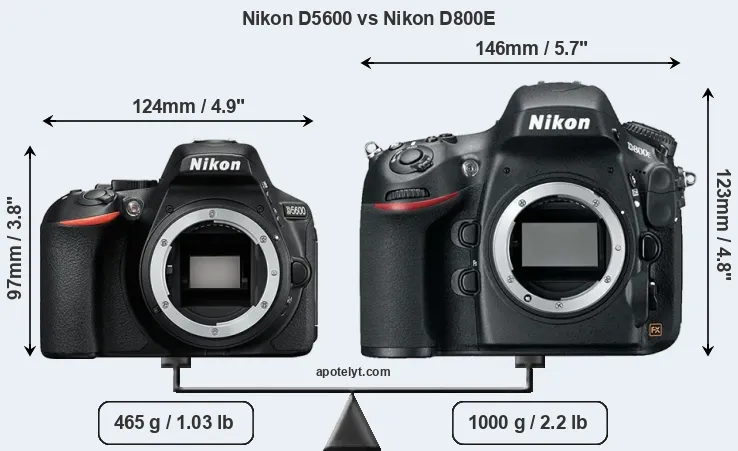Size Nikon D5600 vs Nikon D800E