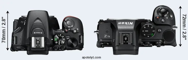 Compare D5600 versus Z5 II top