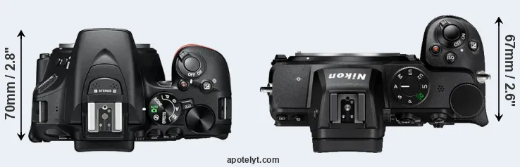 Compare D5600 versus Z5 top