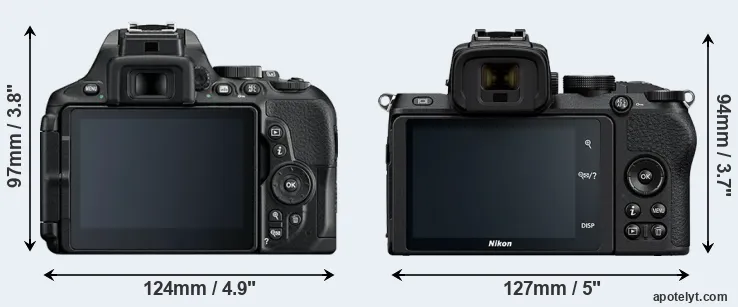 Comparison D5600 or Z50 rear