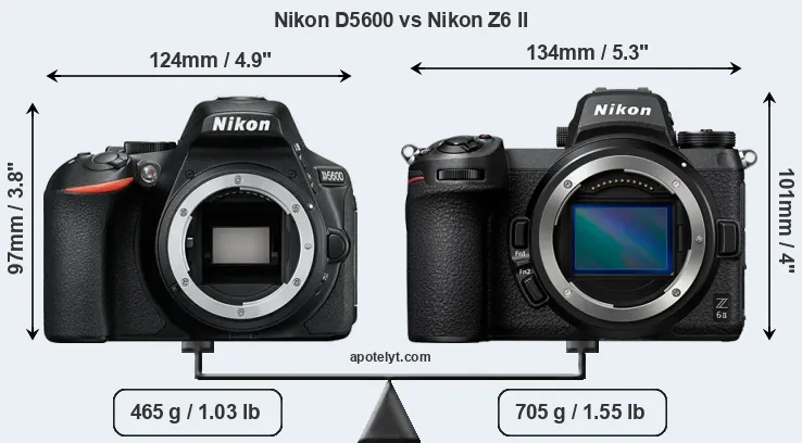 Size Nikon D5600 vs Nikon Z6 II
