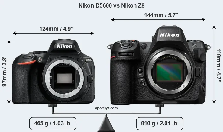 Size Nikon D5600 vs Nikon Z8