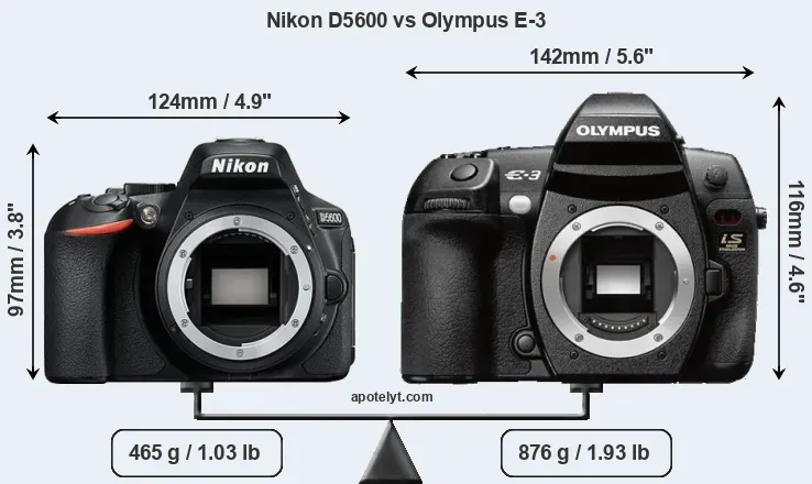 Size Nikon D5600 vs Olympus E-3
