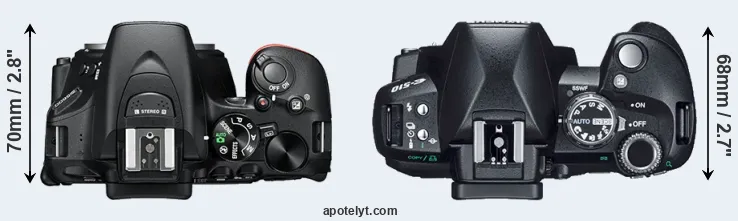 Compare D5600 versus E-510 top