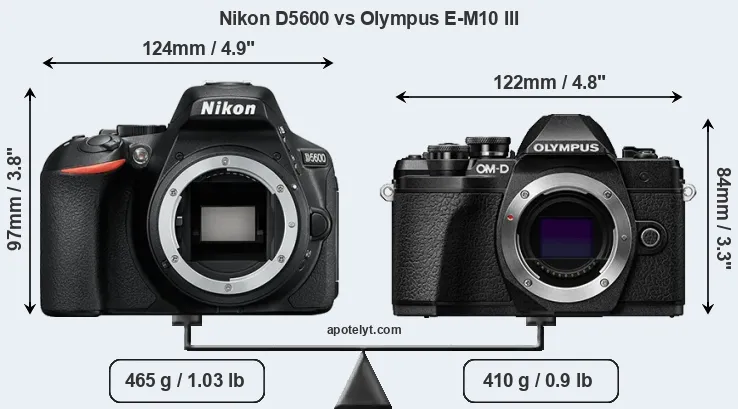 Size Nikon D5600 vs Olympus E-M10 III