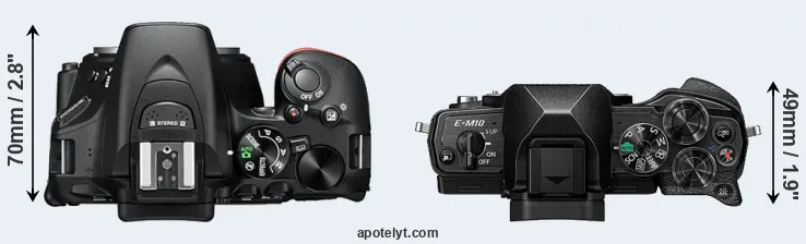 Compare D5600 versus E-M10 IV top
