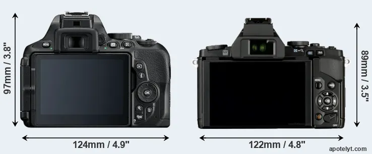 Comparison D5600 or E-M5 rear