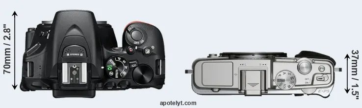 Compare D5600 versus E-P5 top