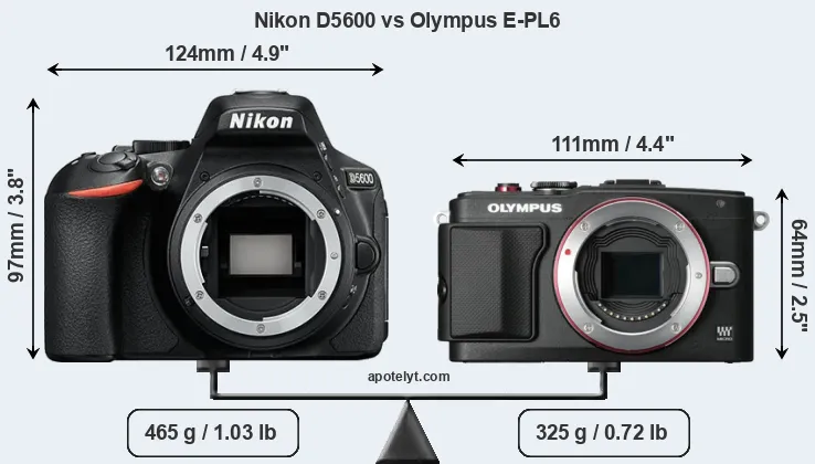 Size Nikon D5600 vs Olympus E-PL6