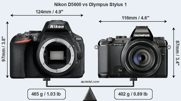 Size Nikon D5600 vs Olympus Stylus 1