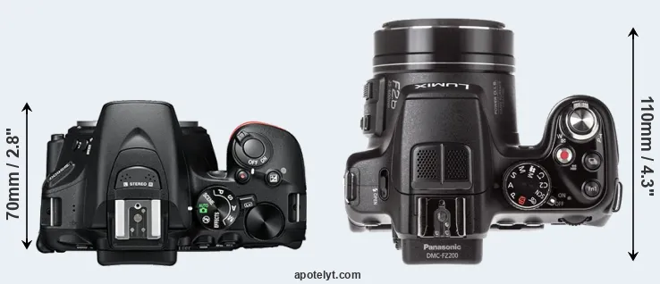 Compare D5600 versus FZ200 top
