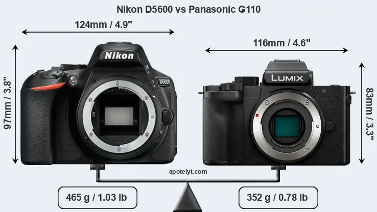 Size Nikon D5600 vs Panasonic G110