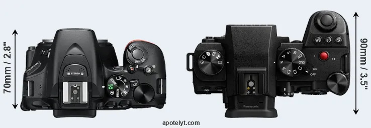 Compare D5600 versus G9 II top