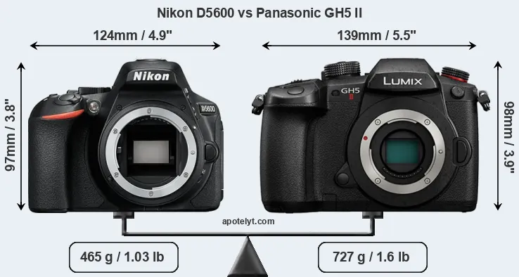Size Nikon D5600 vs Panasonic GH5 II