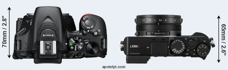 Compare D5600 versus LX100 II top
