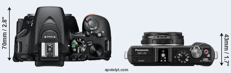 Compare D5600 versus LX5 top