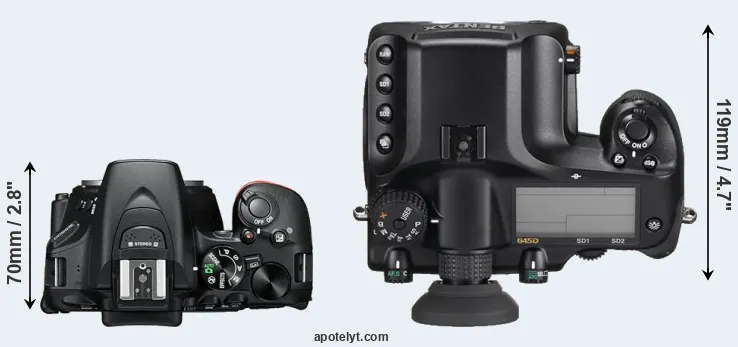 Compare D5600 versus 645D top