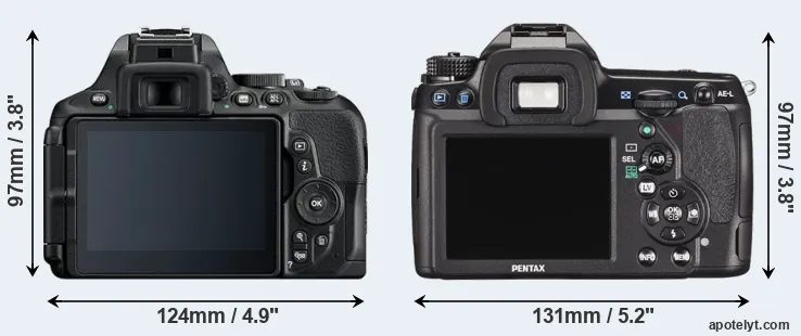 Comparison D5600 or K-5 II rear