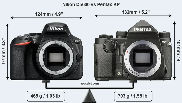 Size Nikon D5600 vs Pentax KP