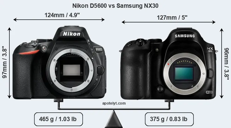 Size Nikon D5600 vs Samsung NX30