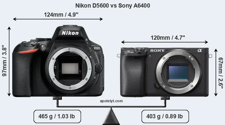 Size Nikon D5600 vs Sony A6400