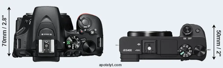 Compare D5600 versus A6400 top