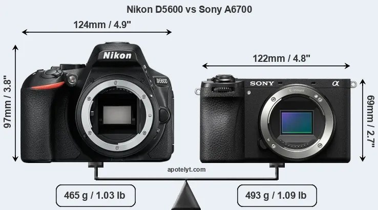 Size Nikon D5600 vs Sony A6700