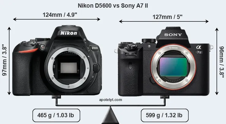 Size Nikon D5600 vs Sony A7 II