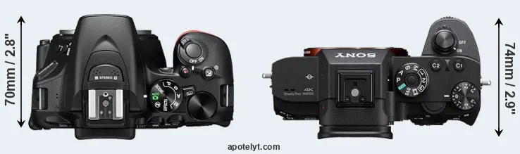 Compare D5600 versus A7R III top
