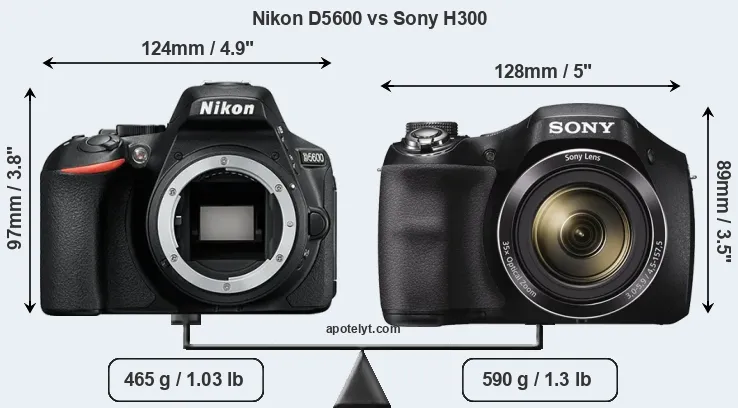 Size Nikon D5600 vs Sony H300