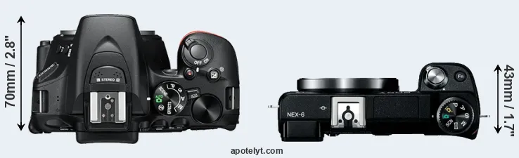 Compare D5600 versus NEX-6 top