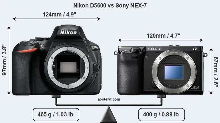 Size Nikon D5600 vs Sony NEX-7